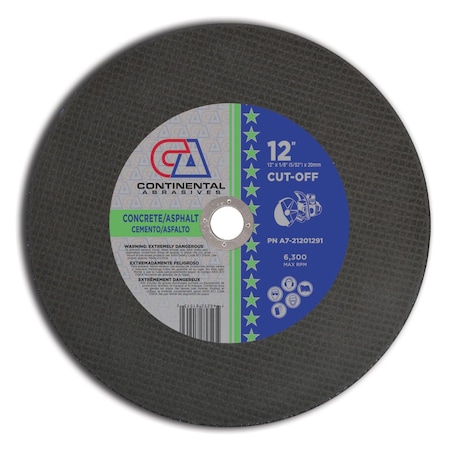 12" x 1/8" (5/32) x 20mm Triple Reinforced Masonry High Speed Gas or Electric Abrasive Saw Blade